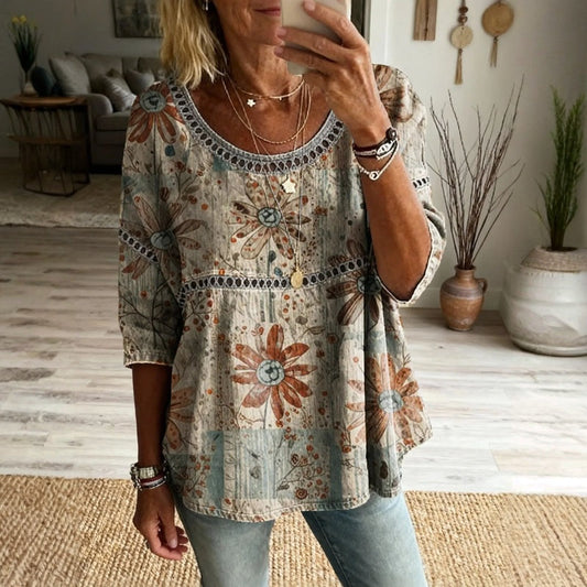Damen Bluse mit Blumenmuster aus Baumwolle Jully