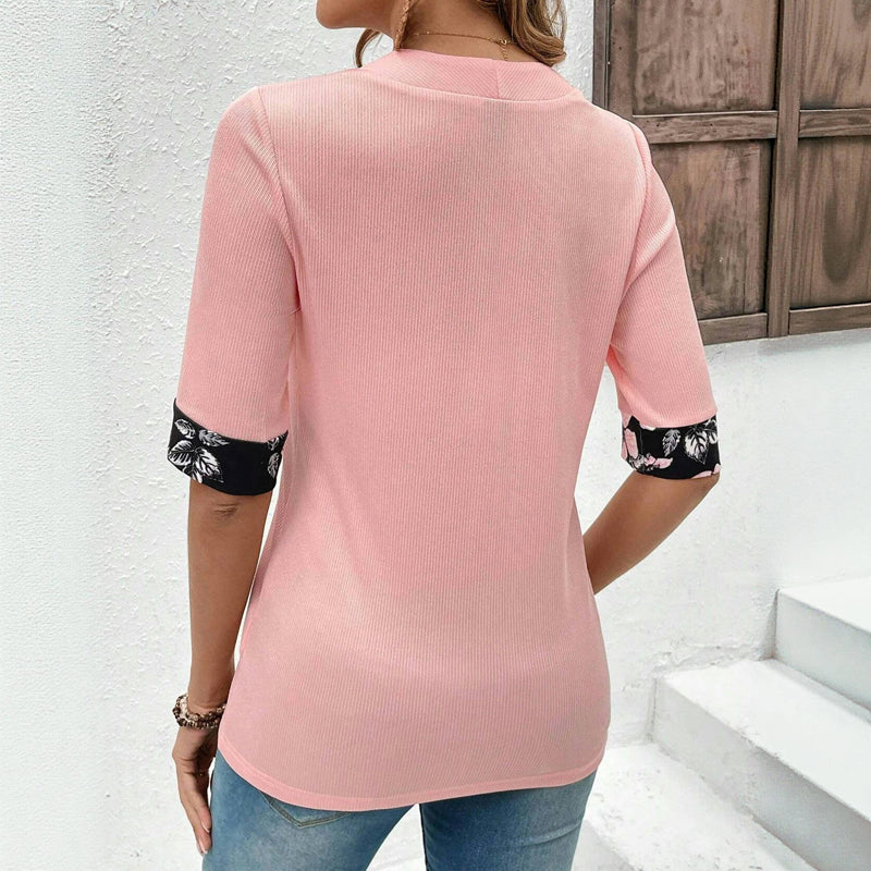 Damen Bluse mit Blumenmuster und Karreeausschnitt Jully