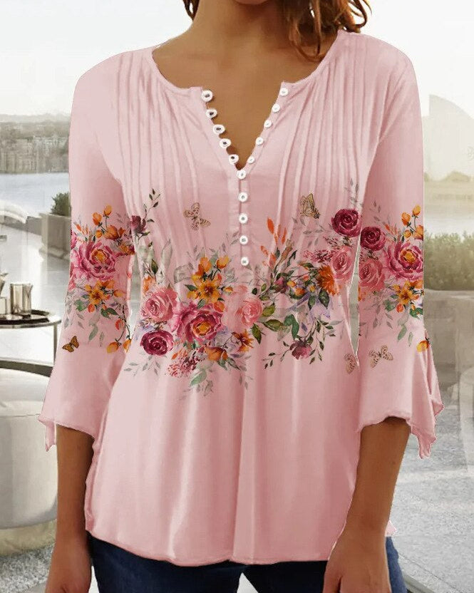 Damen Bluse mit Blumenstickerei und langen Ärmeln Jully
