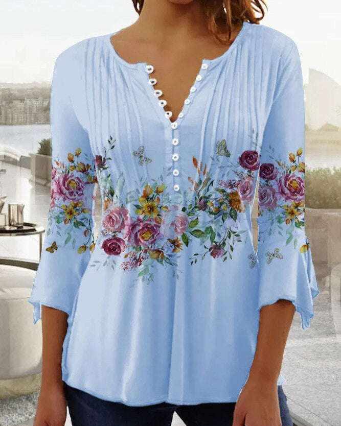 Damen Bluse mit Blumenstickerei und langen Ärmeln Jully