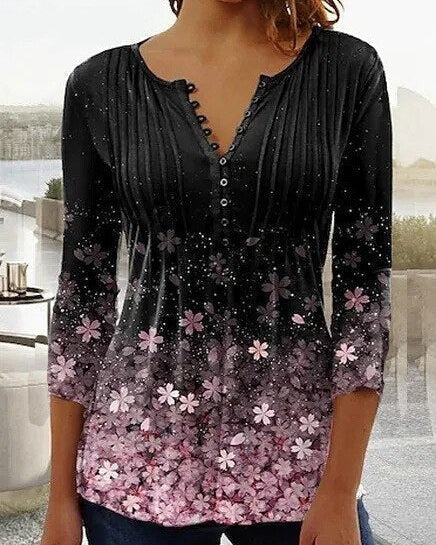 Damen Bluse mit Blumenstickerei und langen Ärmeln Jully