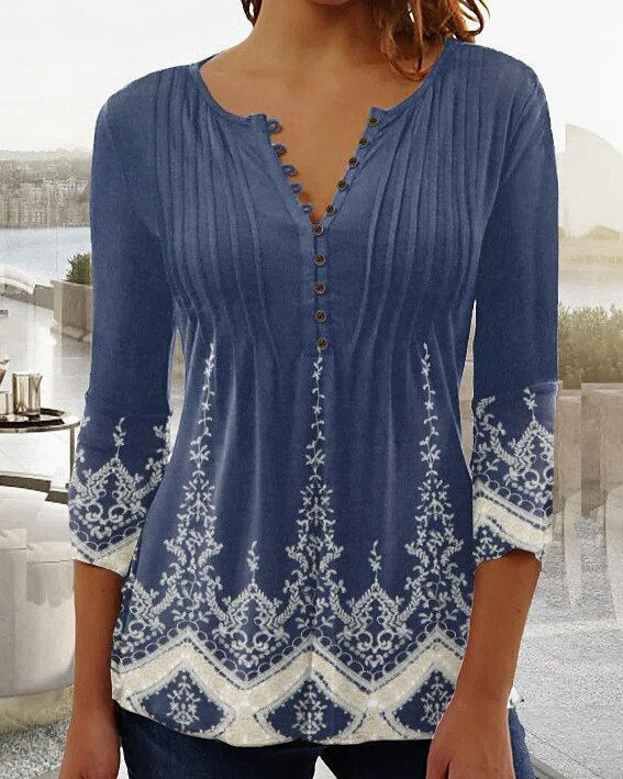 Damen Bluse mit Blumenstickerei und langen Ärmeln Jully