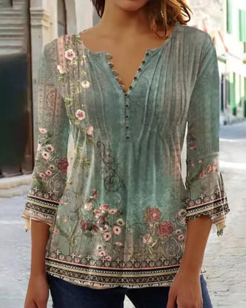Damen Bluse mit Blumenstickerei und langen Ärmeln Jully