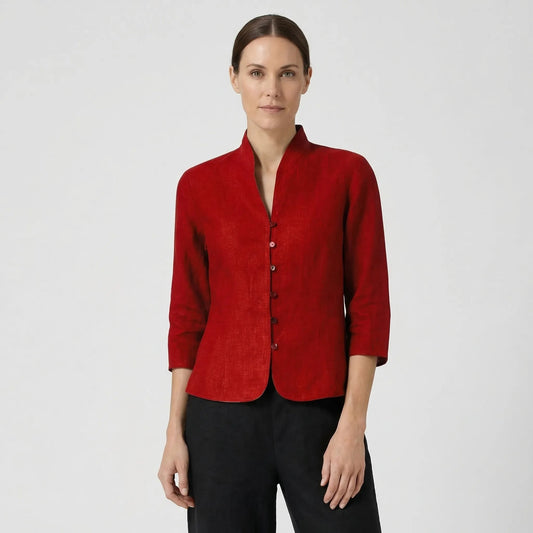 Damen Bluse mit Dreiviertelärmeln und Stehkragen Jully