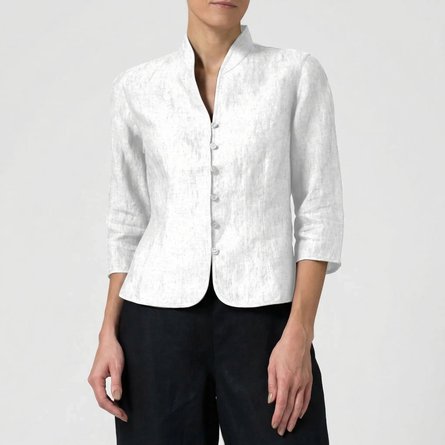 Damen Bluse mit Dreiviertelärmeln und Stehkragen Jully