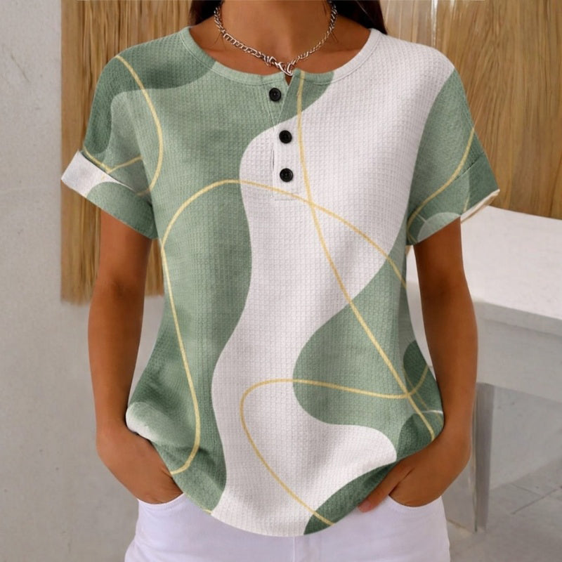 Damen Bluse mit Farbblock und Rundhalsausschnitt Jully