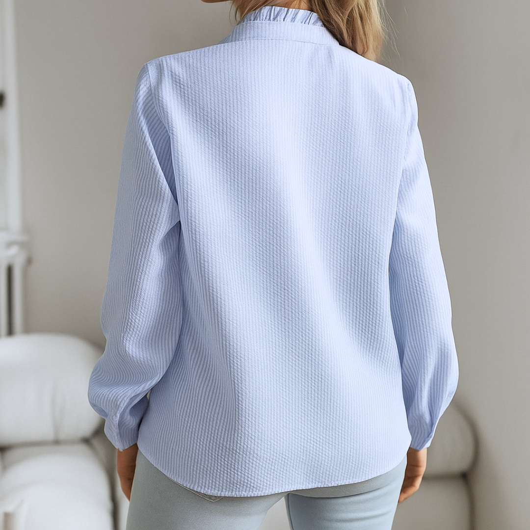 Damen Bluse mit Fransen und V-Ausschnitt aus leichtem Stoff Jully