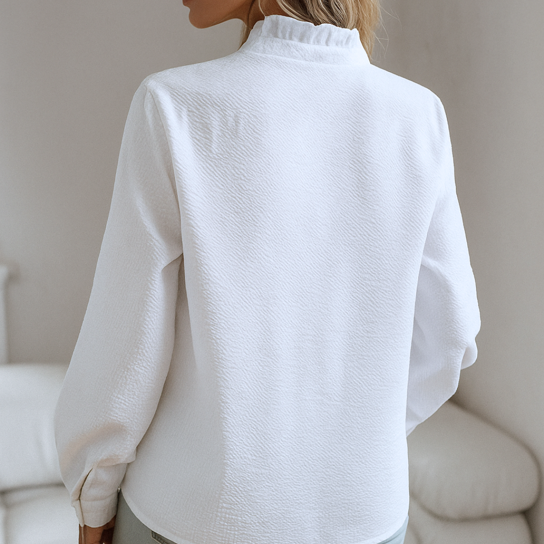Damen Bluse mit Fransen und V-Ausschnitt aus leichtem Stoff Jully
