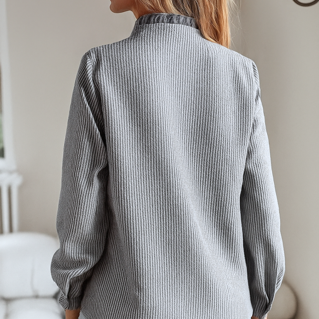 Damen Bluse mit Fransen und V-Ausschnitt aus leichtem Stoff Jully