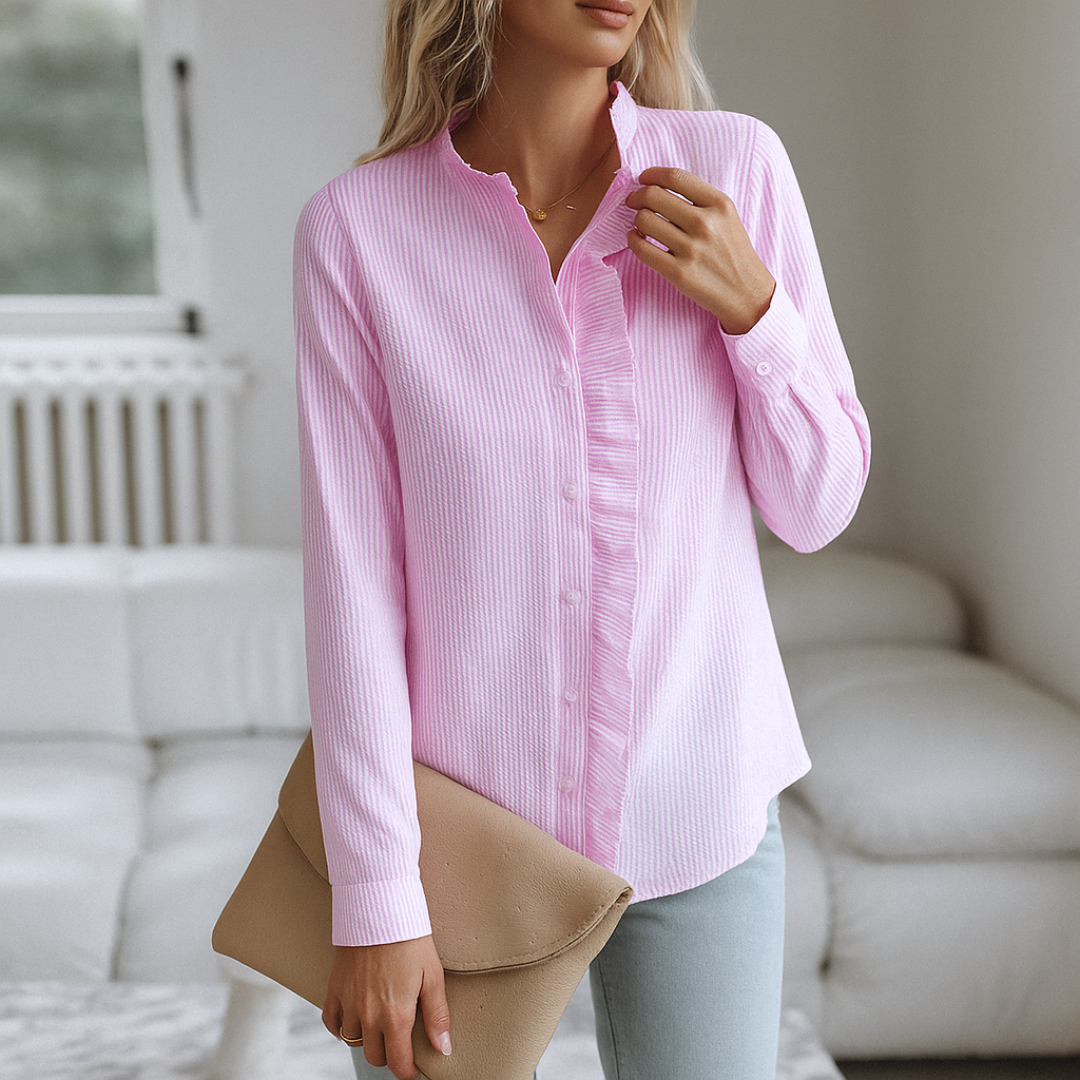 Damen Bluse mit Fransen und V-Ausschnitt aus leichtem Stoff Jully