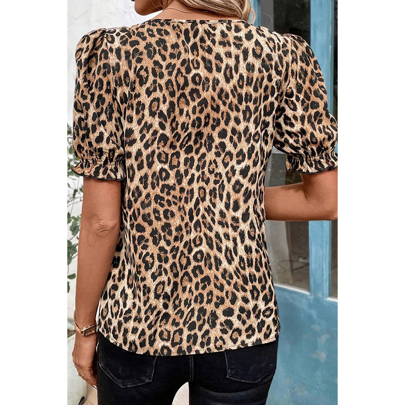 Damen Bluse mit Leopardenmuster und Rüschen Jully