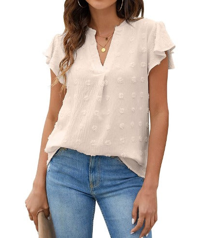 Damen Bluse mit Patchwork und Schmetterlingsärmeln Jully
