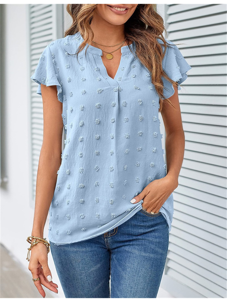 Damen Bluse mit Patchwork und Schmetterlingsärmeln Jully
