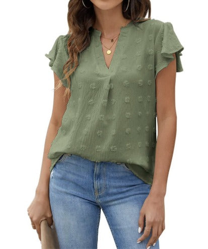 Damen Bluse mit Patchwork und Schmetterlingsärmeln Jully