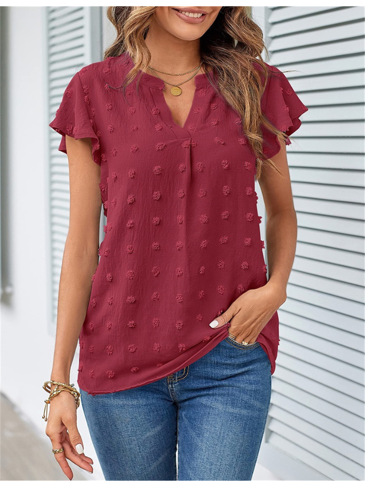 Damen Bluse mit Patchwork und Schmetterlingsärmeln Jully