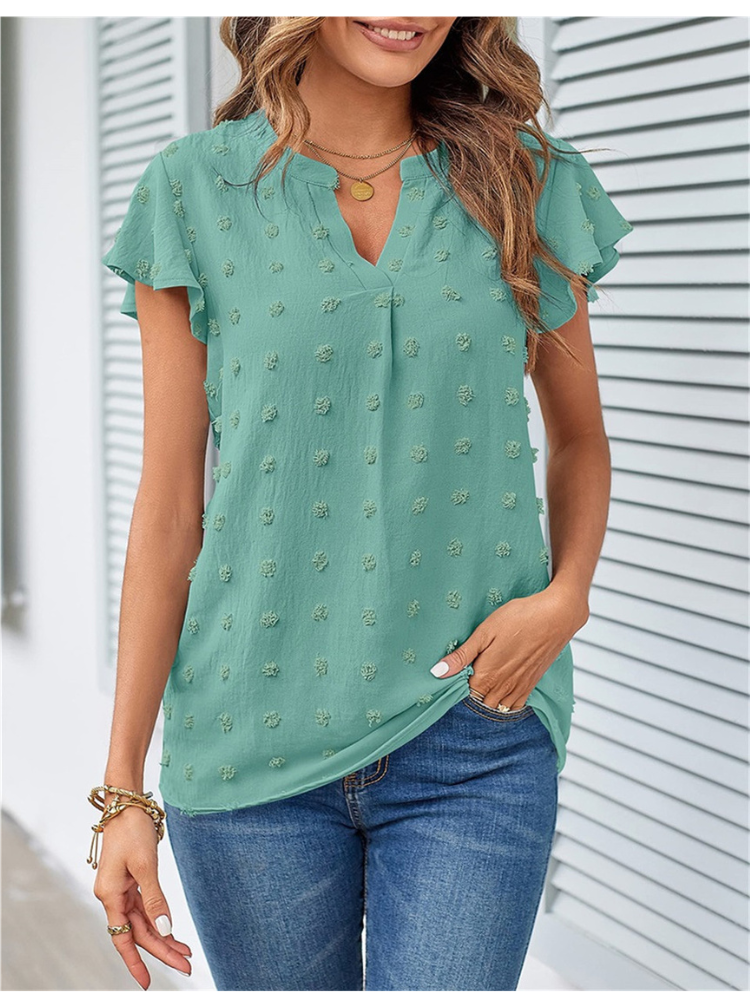 Damen Bluse mit Patchwork und Schmetterlingsärmeln Jully