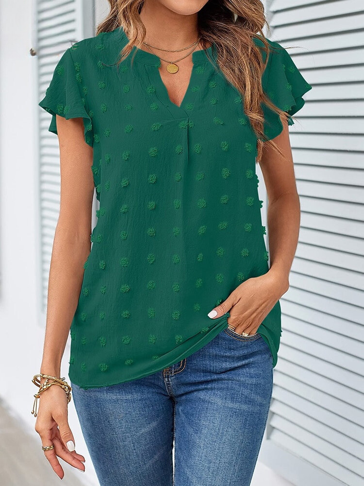 Damen Bluse mit Patchwork und Schmetterlingsärmeln Jully