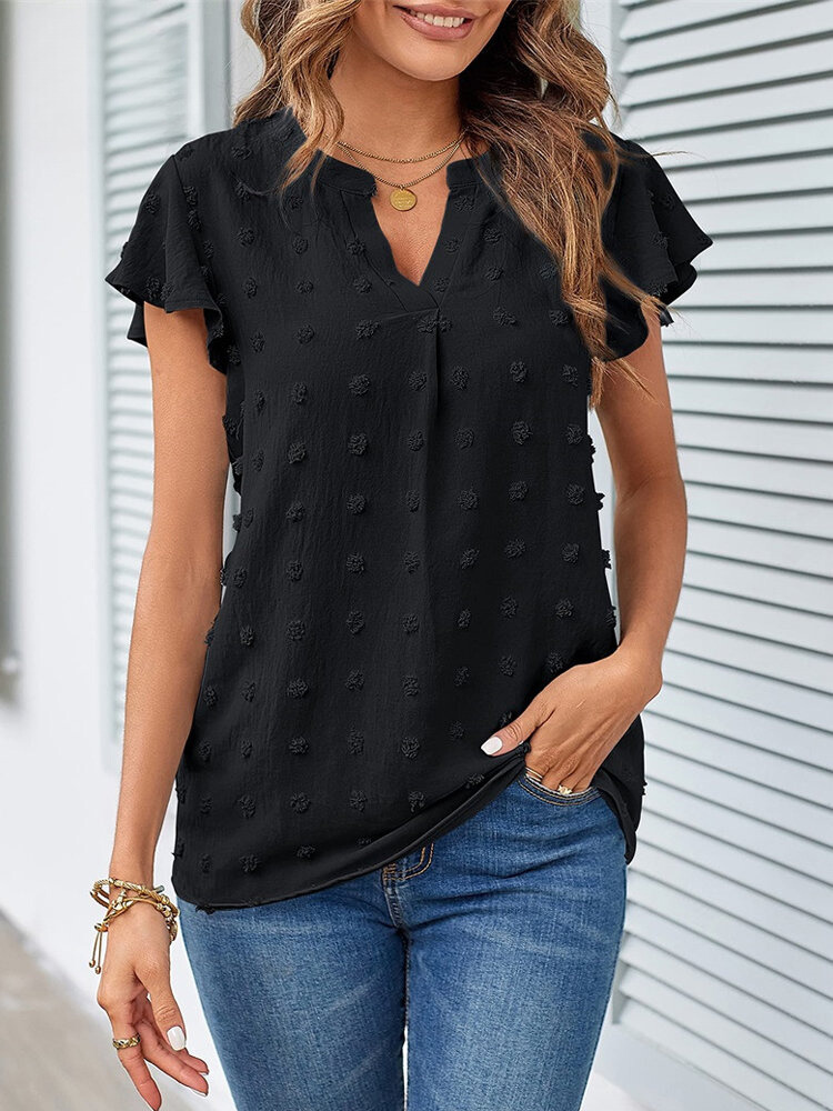 Damen Bluse mit Patchwork und Schmetterlingsärmeln Jully