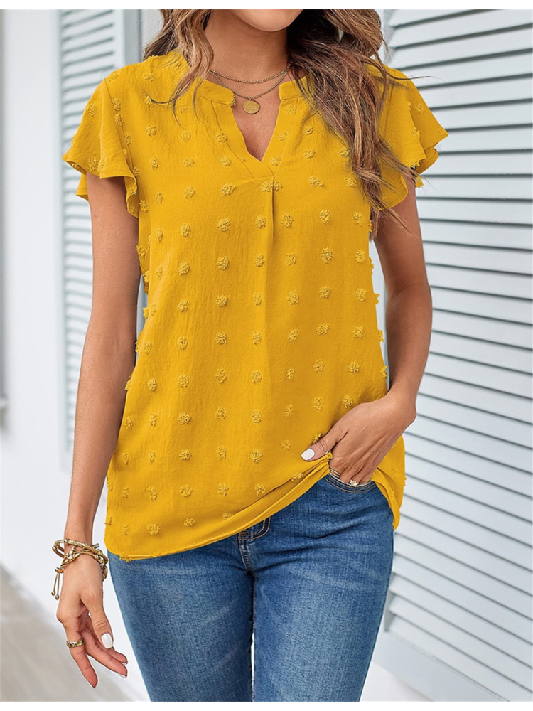 Damen Bluse mit Patchwork und Schmetterlingsärmeln Jully