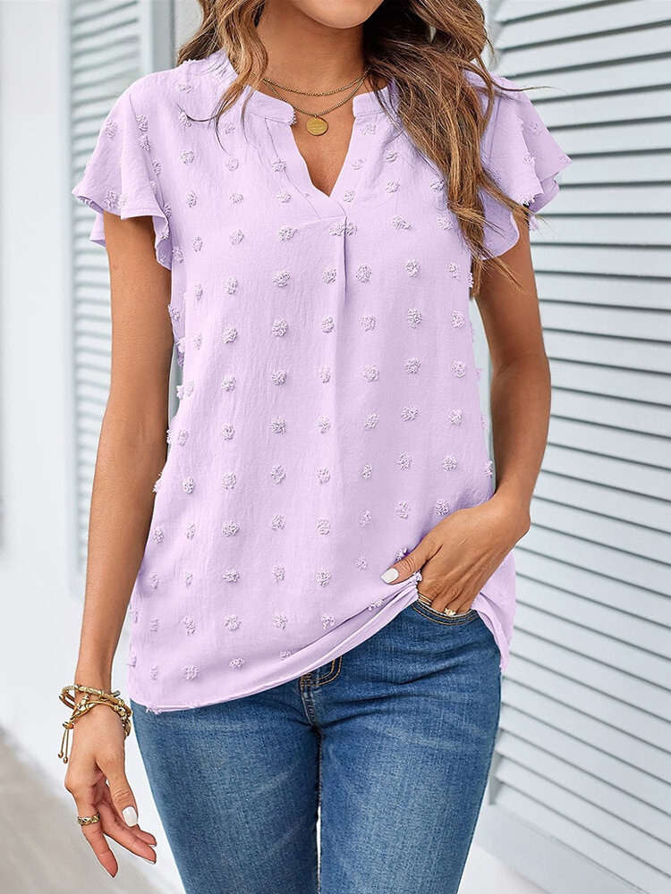 Damen Bluse mit Patchwork und Schmetterlingsärmeln Jully