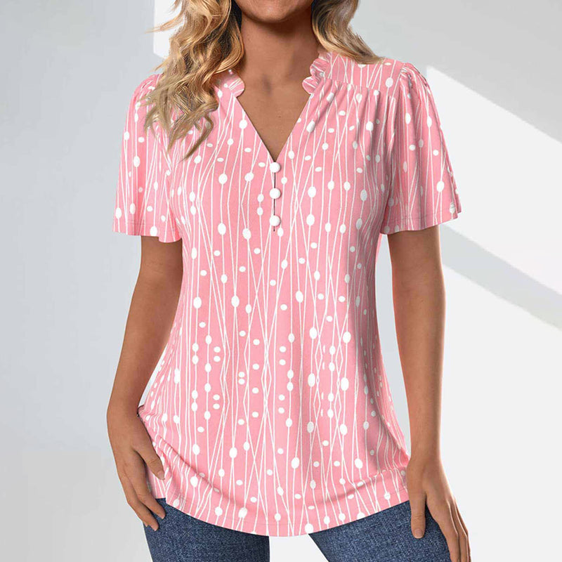 Damen Bluse mit Polka-Dots und V-Ausschnitt Jully