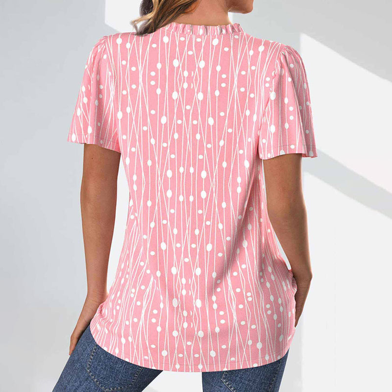 Damen Bluse mit Polka-Dots und V-Ausschnitt Jully