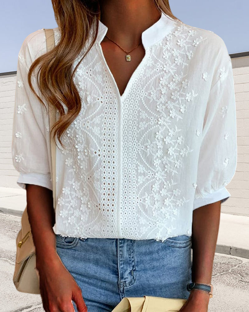 Damen Bluse mit Puffärmeln in Weiß Jully