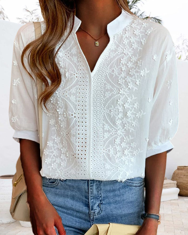 Damen Bluse mit Puffärmeln in Weiß Jully