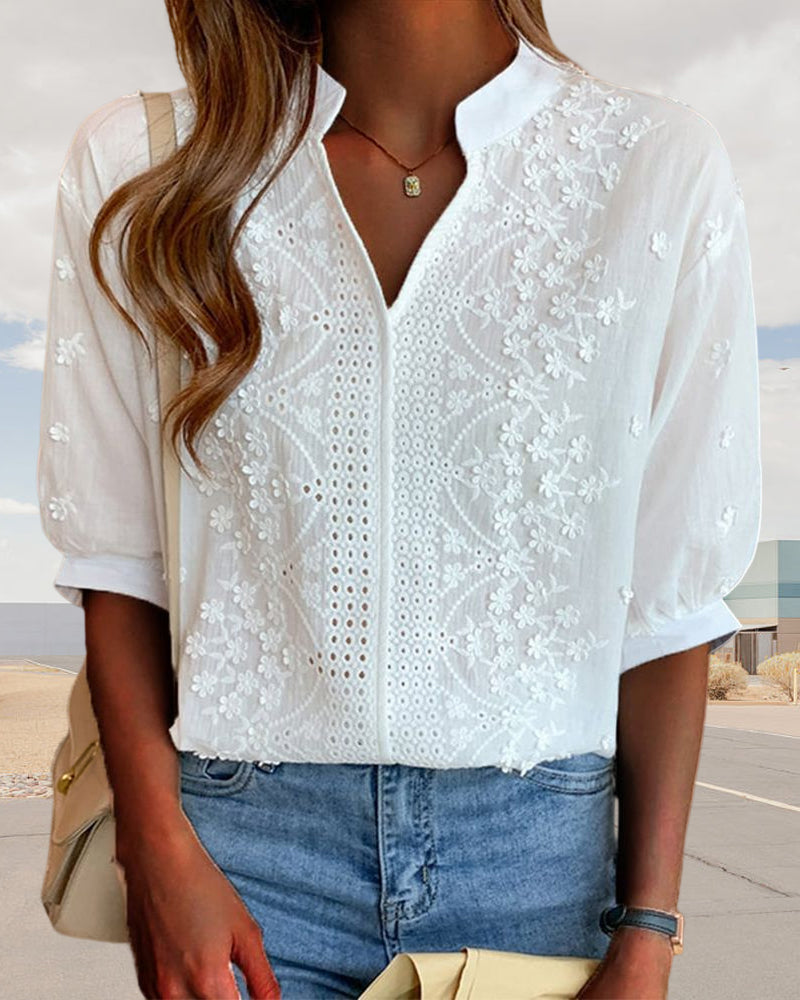 Damen Bluse mit Puffärmeln in Weiß Jully