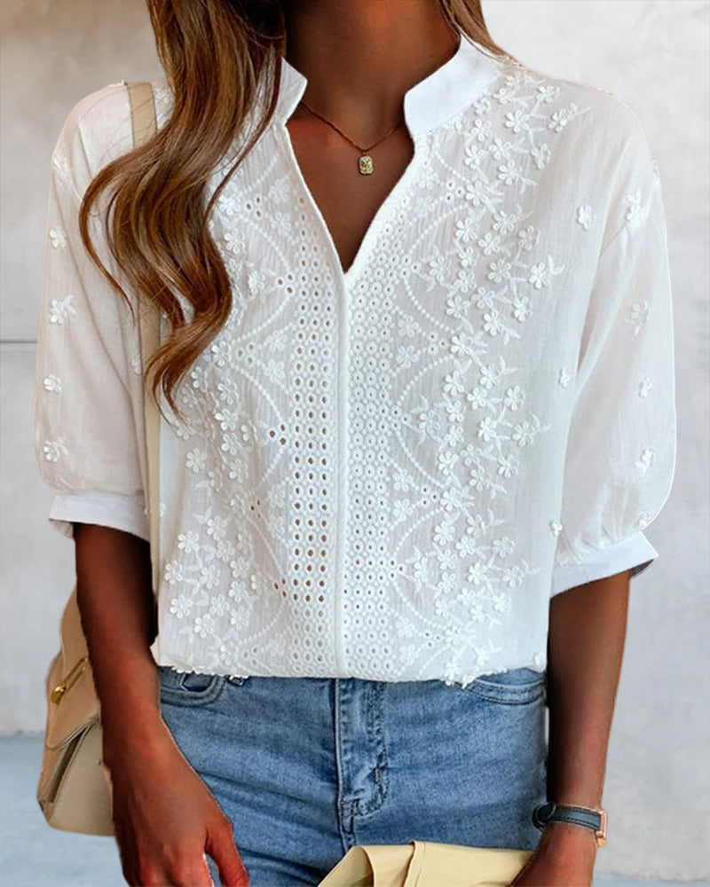 Damen Bluse mit Puffärmeln in Weiß Jully