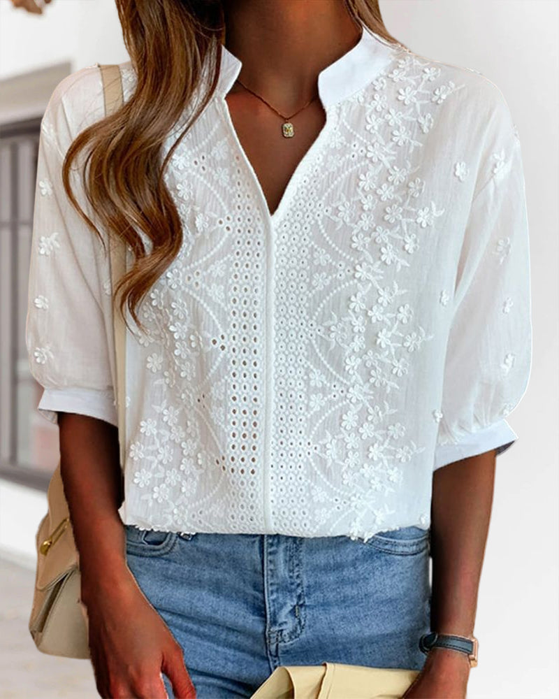 Damen Bluse mit Puffärmeln in Weiß Jully