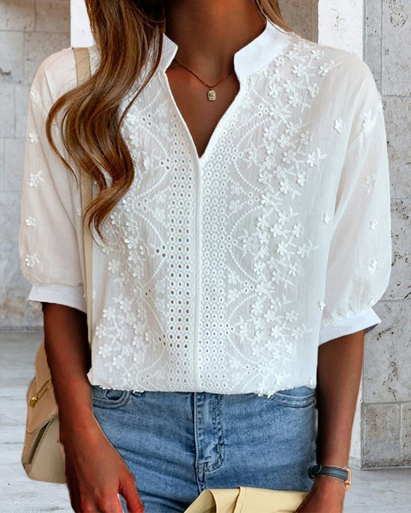 Damen Bluse mit Puffärmeln in Weiß Jully