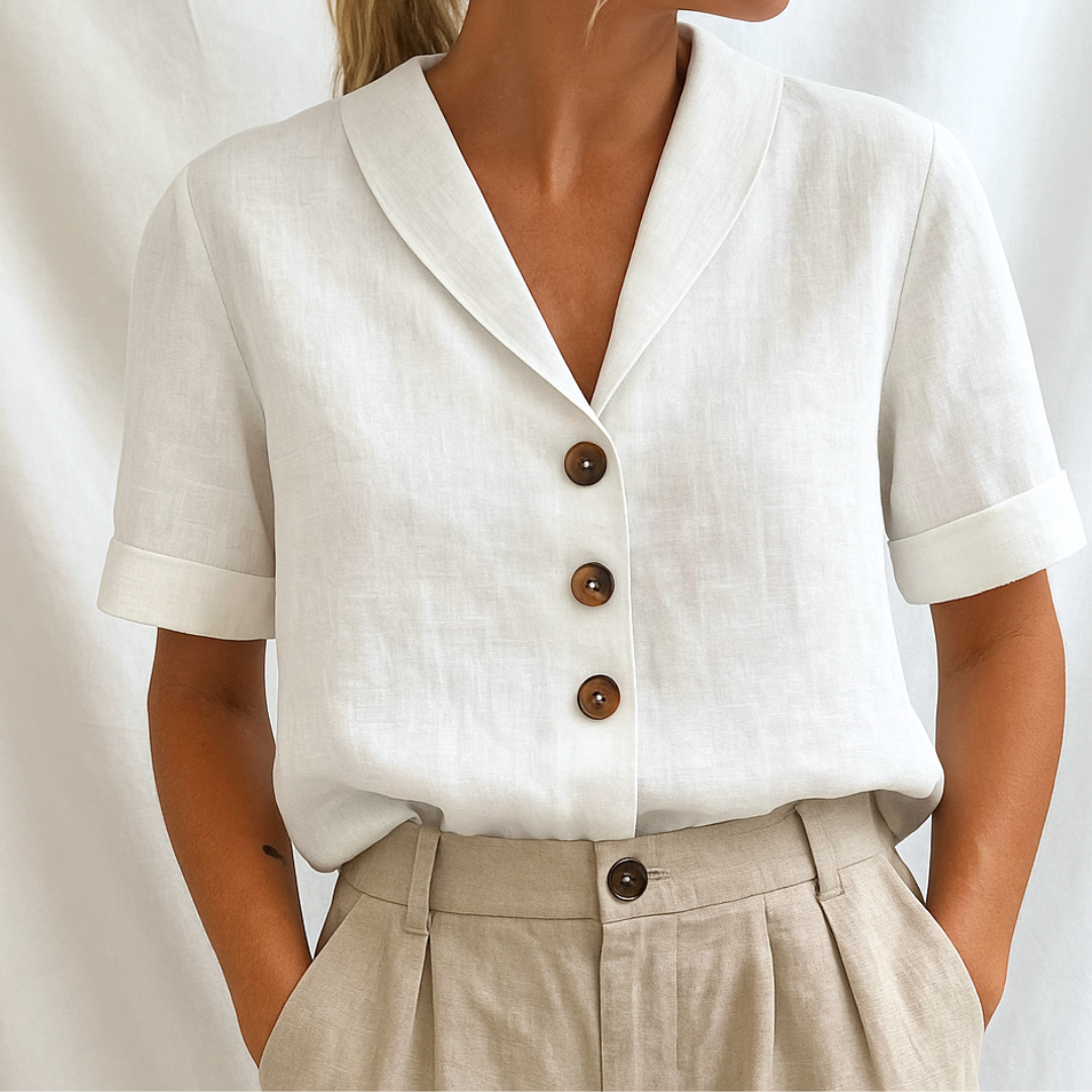 Damen Bluse mit Reverskragen und halblangen Ärmeln Jully