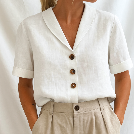 Damen Bluse mit Reverskragen und halblangen Ärmeln Jully