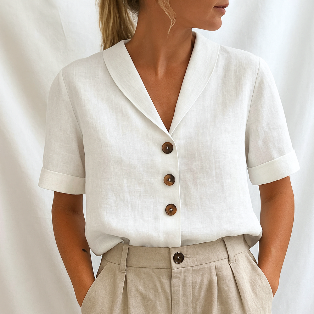 Damen Bluse mit Reverskragen und halblangen Ärmeln Jully