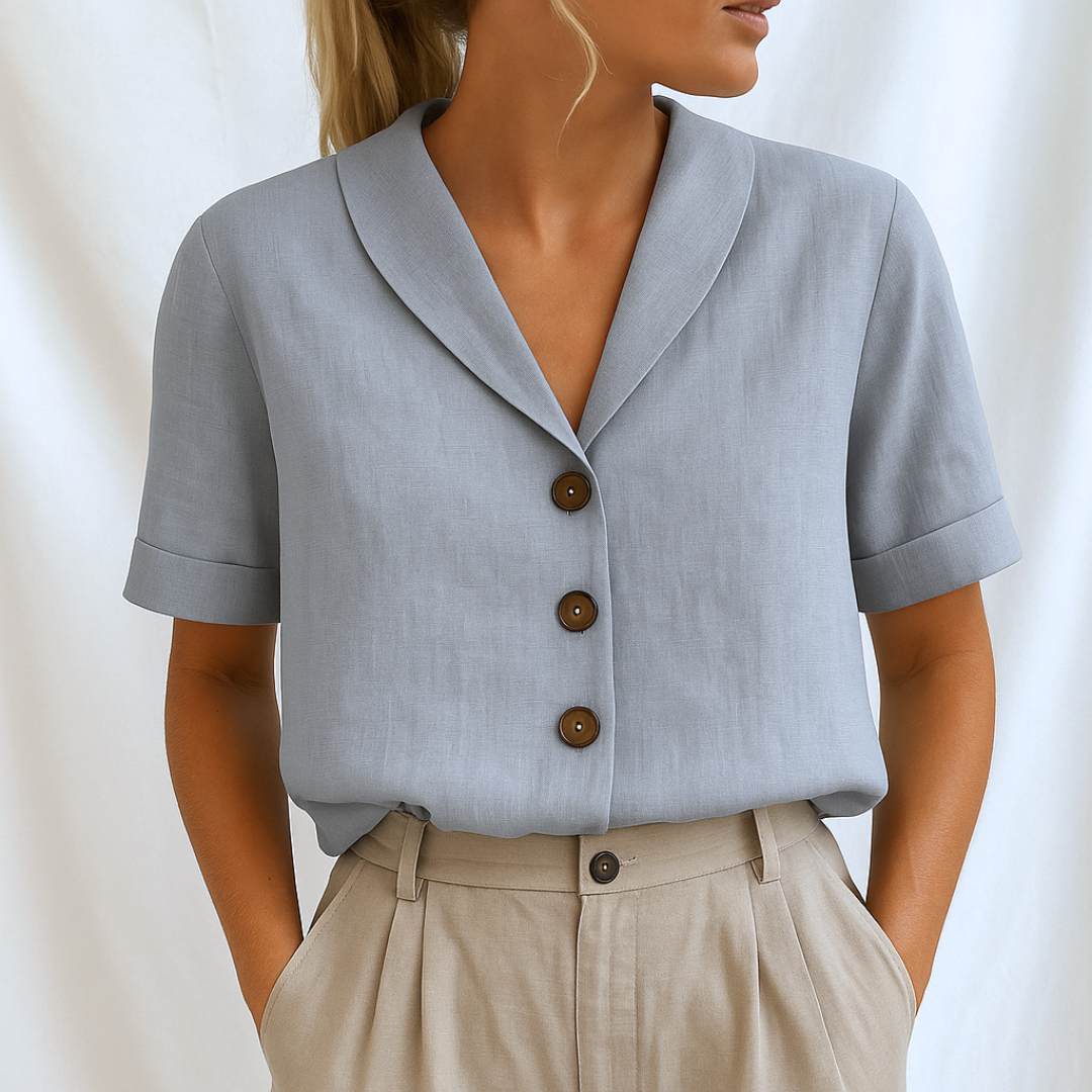 Damen Bluse mit Reverskragen und halblangen Ärmeln Jully