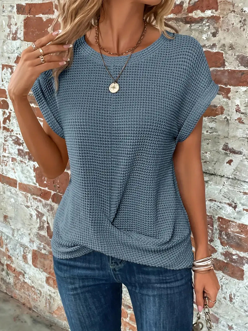 Damen Bluse mit Rundhalsausschnitt aus atmungsaktivem Stoff Jully