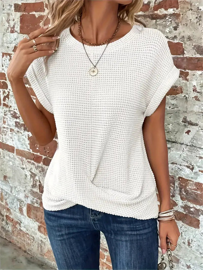 Damen Bluse mit Rundhalsausschnitt aus atmungsaktivem Stoff Jully