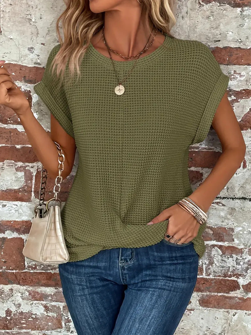 Damen Bluse mit Rundhalsausschnitt aus atmungsaktivem Stoff Jully