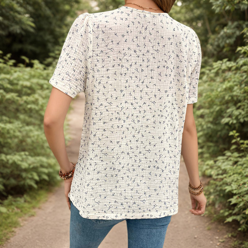 Damen Bluse mit Rundhalsausschnitt und Knöpfen Jully