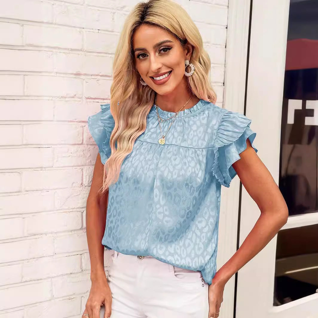 Damen Bluse mit Rüschendetails und Leopardenmuster Jully