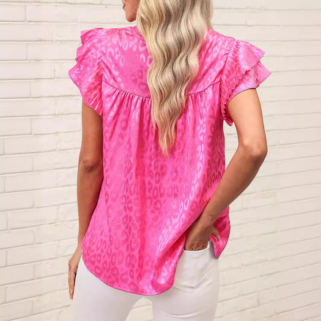 Damen Bluse mit Rüschendetails und Leopardenmuster Jully
