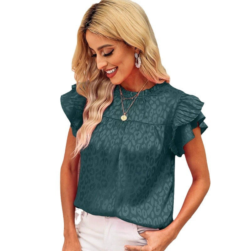 Damen Bluse mit Rüschendetails und Leopardenmuster Jully
