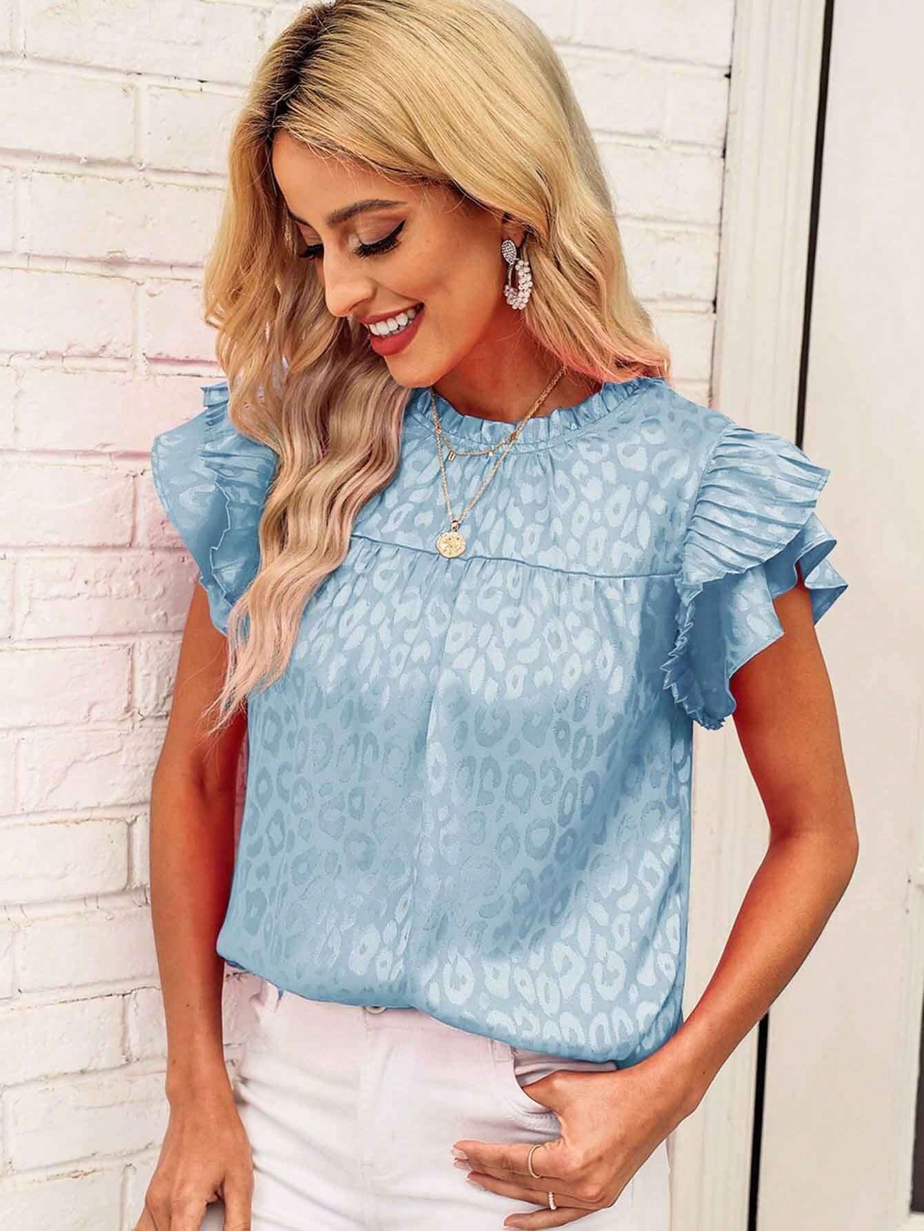 Damen Bluse mit Rüschendetails und Leopardenmuster Jully