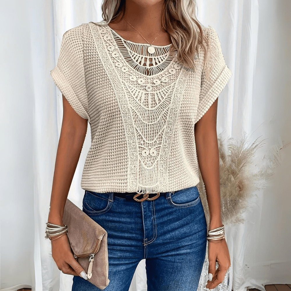 Damen Bluse mit Spitzendetails im Ibiza-Stil Jully