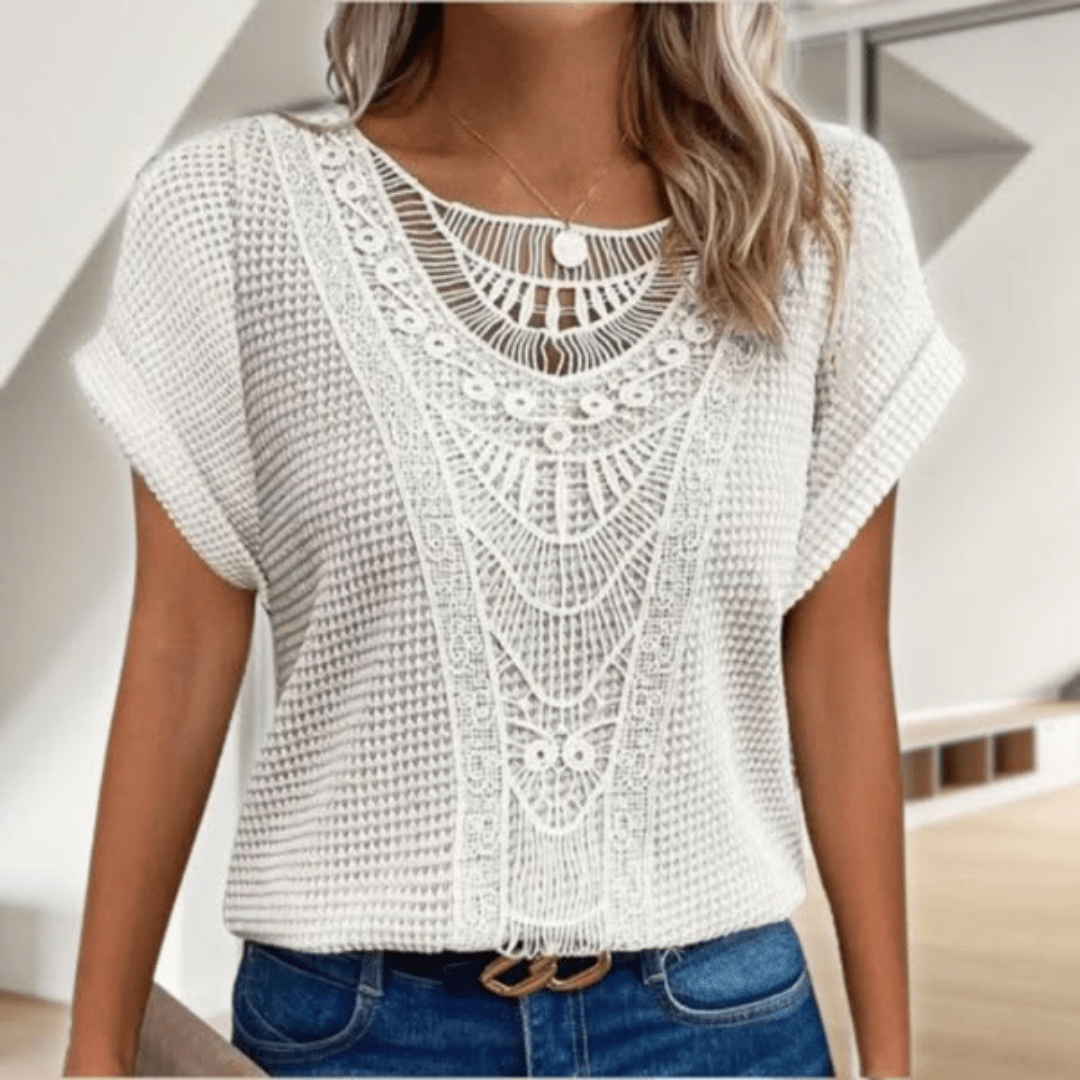 Damen Bluse mit Spitzendetails im Ibiza-Stil Jully