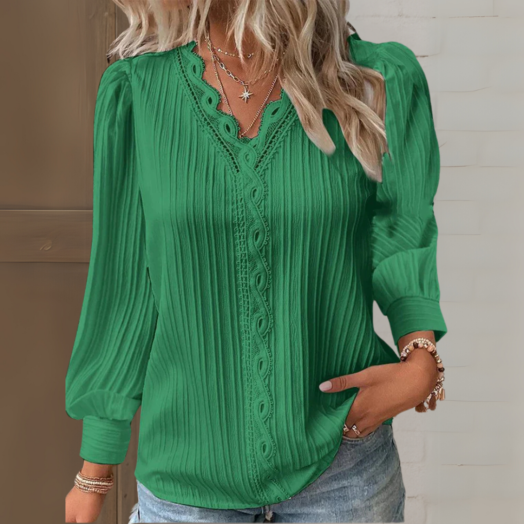 Damen Bluse mit Spitzendetails im Ibiza-Stil Jully
