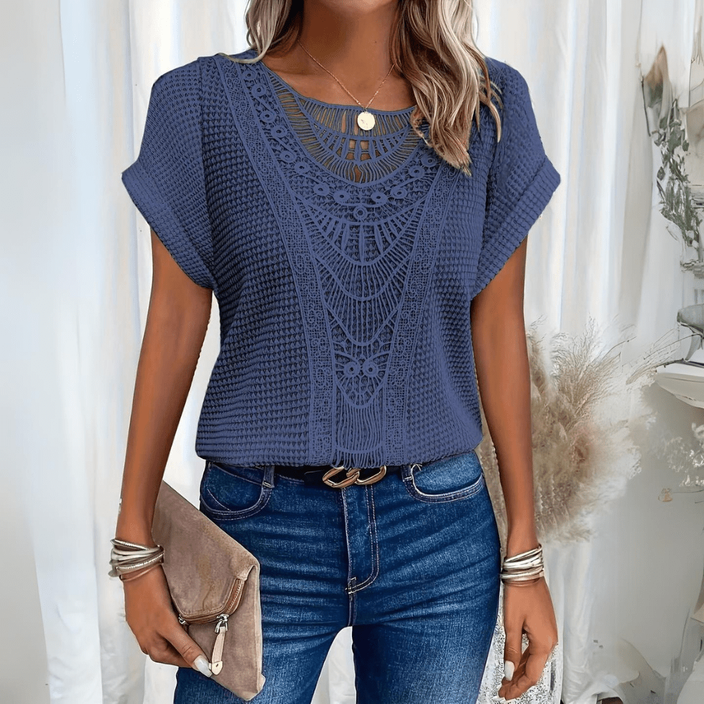 Damen Bluse mit Spitzendetails im Ibiza-Stil Jully