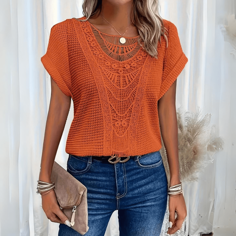 Damen Bluse mit Spitzendetails im Ibiza-Stil Jully