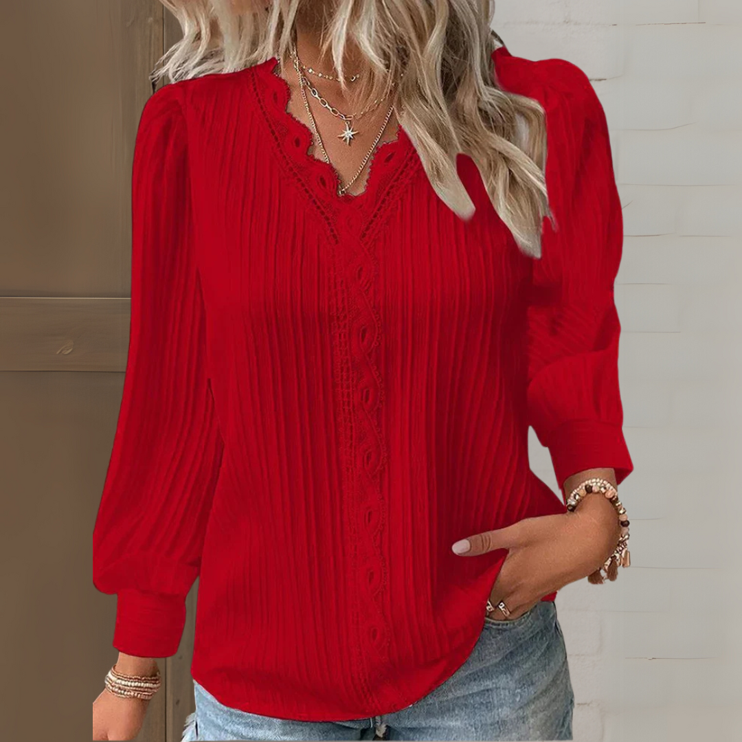 Damen Bluse mit Spitzendetails im Ibiza-Stil Jully